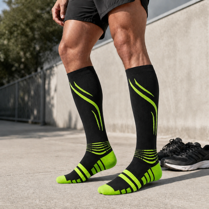 Chaussettes de compression running CARBONE — maintien & récupération