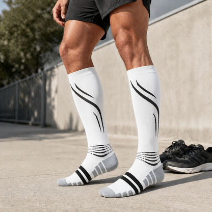 Chaussettes de compression running CARBONE — maintien & récupération