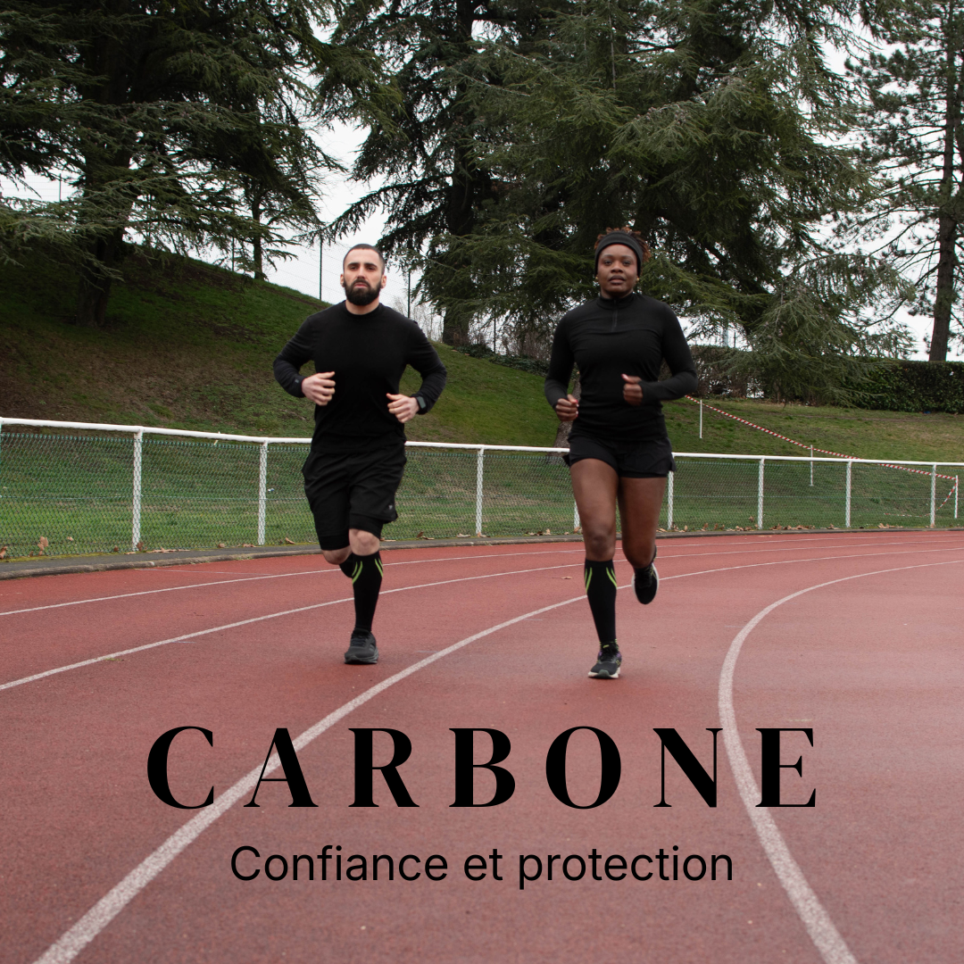 Chaussettes de compression running CARBONE — maintien & récupération