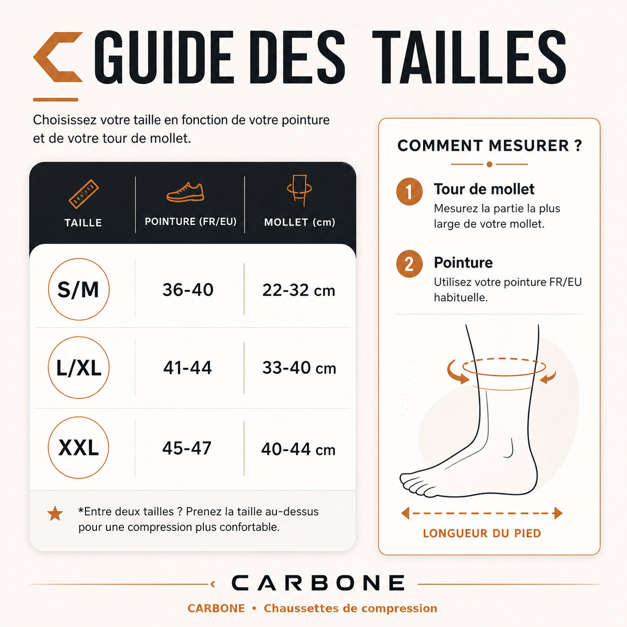 Chaussettes de compression running CARBONE — maintien & récupération