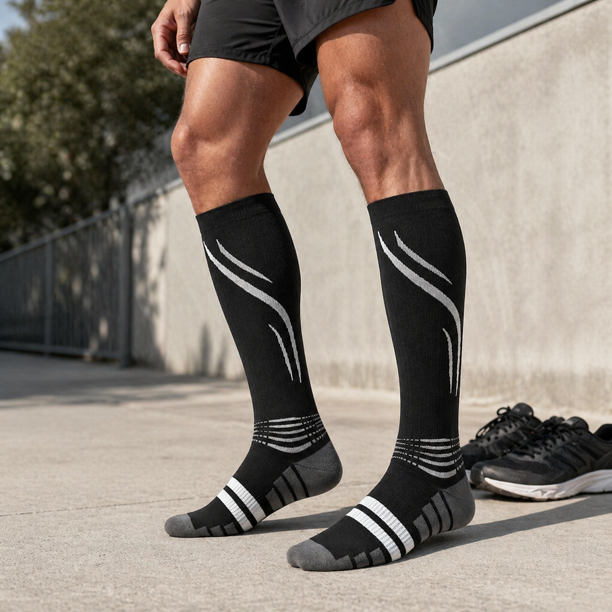 Chaussettes de compression running CARBONE — maintien & récupération