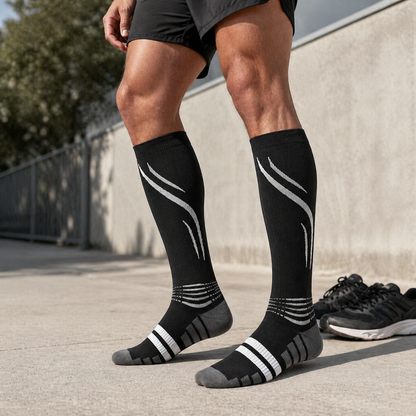 Chaussettes de compression running CARBONE — maintien & récupération